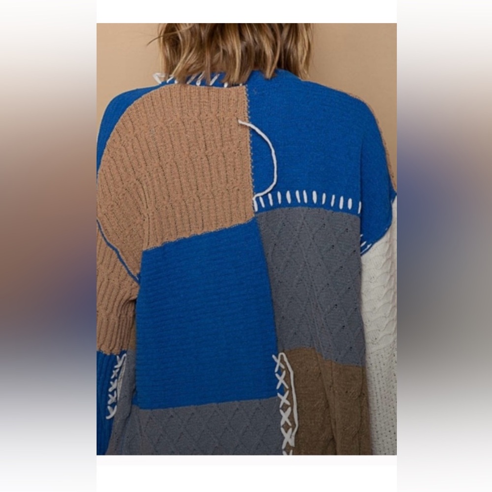 POL Colorblock Patchwork Cardigan - Picture 4 of 7